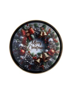 Vassoio tondo con decoro ghirlanda natalizia Tognana