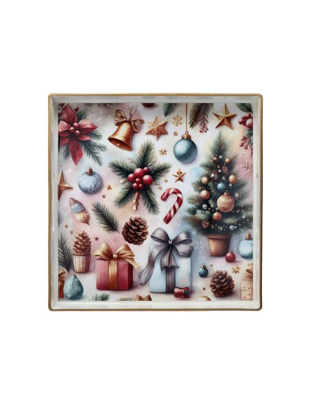 Vassoio quadrato con decoro alberi di Natale Tognana