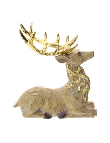 Cervo natalizio seduto dorato Hervit