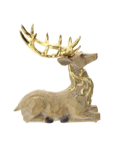 Cervo natalizio seduto dorato Hervit