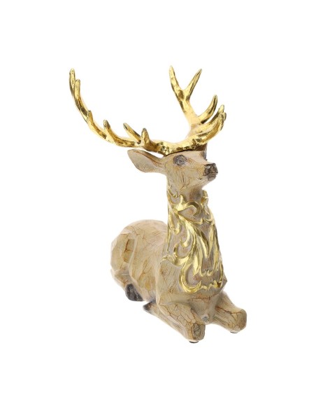 Cervo natalizio seduto dorato Hervit