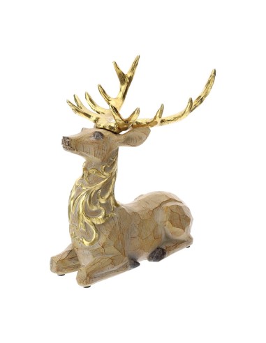 Cervo natalizio seduto dorato Hervit