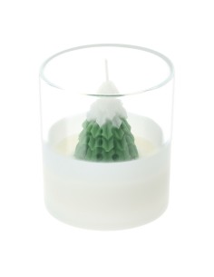 Candela Albero verde in contenitore vetro Hervit
