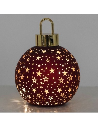Sfera con stelle luminose in vetro rosso Stilè