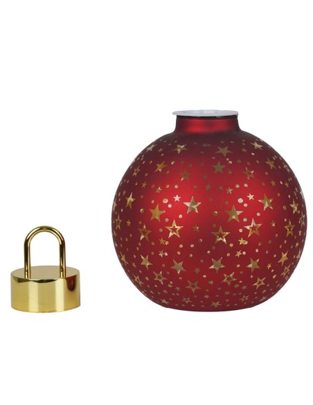 Sfera con stelle luminose in vetro rosso Stilè