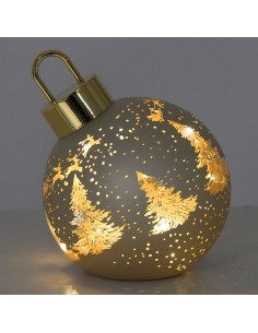 Sfera natalizia con alberi luminosi in vetro Stilè