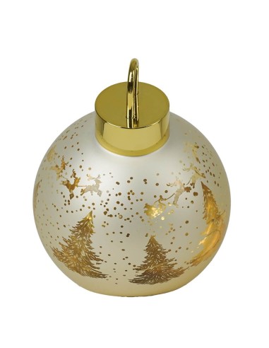 Sfera natalizia con alberi luminosi in vetro Stilè