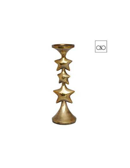 Candelabro con 3 stelle natalizie dorate Ambroso