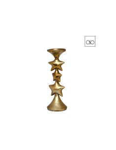 Candelabro con 3 stelle natalizie dorate Ambroso 2