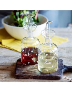 Set 2 bottiglie olio e aceto con cuori Simple Day