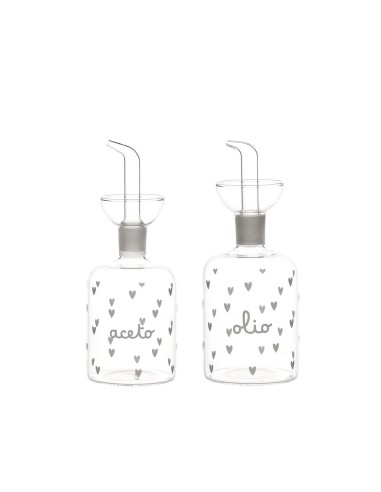 Set 2 bottiglie olio e aceto con cuori Simple Day