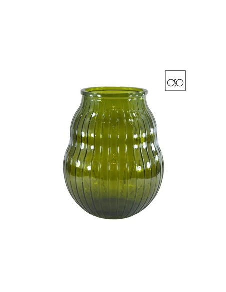 Vaso panciuto Arayas in vetro verde muschio Ambroso