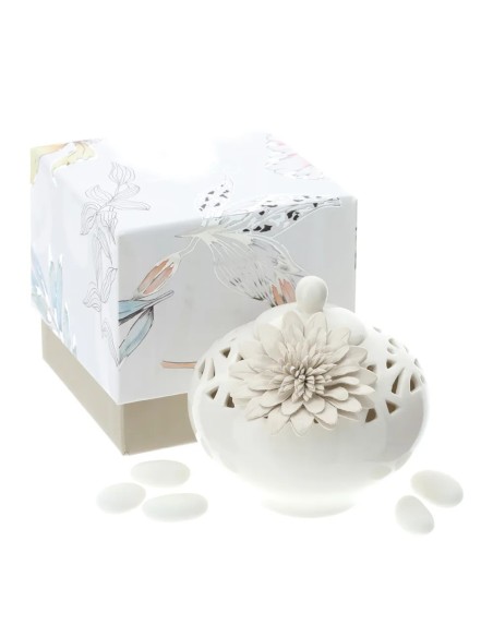 Contenitore bianco traforato con confetti Hervit