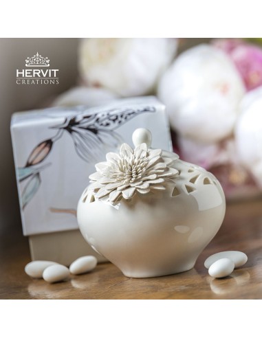 Contenitore bianco traforato con confetti Hervit