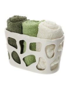 Set contenitore bianco traforato con lavette verdi Hervit