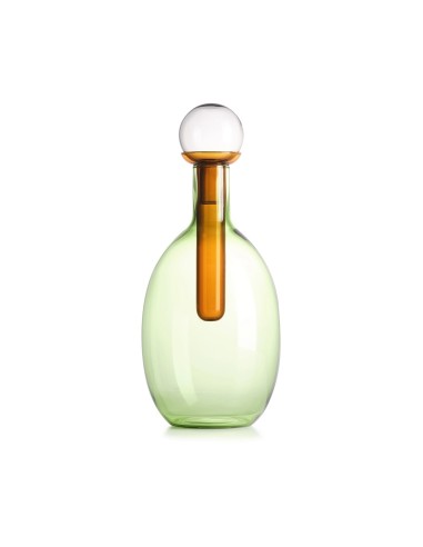 IVV Bottiglia in Vetro Borosilicato Verde e Ambra con Tappo Sfera