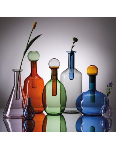 Chemical Bottiglia IVV in Vetro Borosilicato Grigio Blu Rosa H 40,5 cm