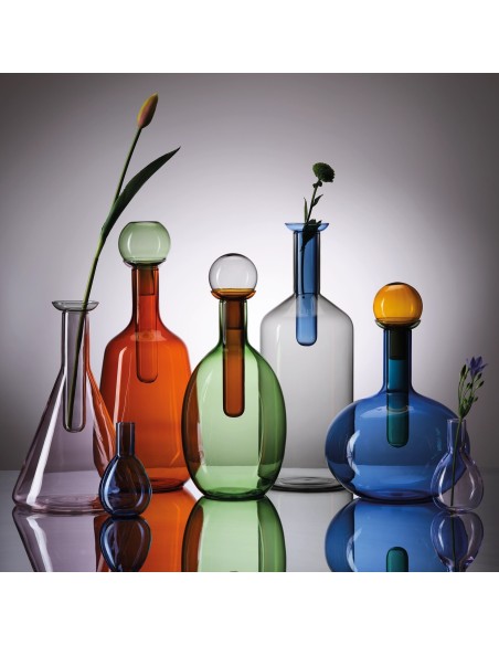 Chemical Bottiglia IVV in Vetro Borosilicato Grigio Blu Rosa H 40,5 cm