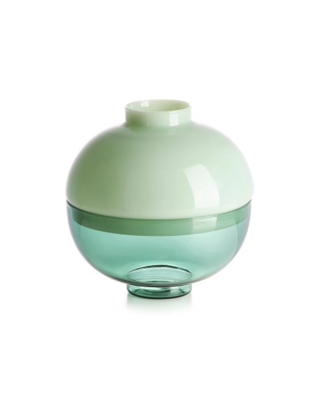 Scarlet Vaso Contenitore in Vetro Borosilicato Bicolore Verde H 20 cm IVV