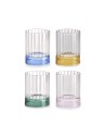 Quattro Note IVV – Set 4 Bicchieri in Vetro Borosilicato Trasparente con Base Colorata