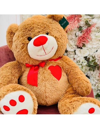 Peluche Orsetto con fiocco e cuore rosso Silani