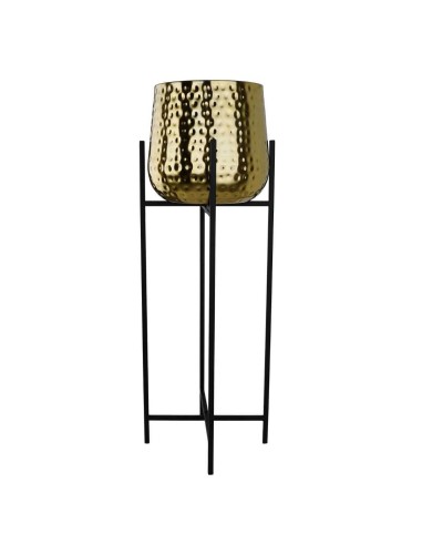 Vaso Dorato su Piedistallo Nero in Alluminio | Decorazione Design Moderno