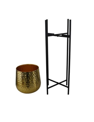 Vaso Dorato su Piedistallo Nero in Alluminio | Decorazione Design Moderno