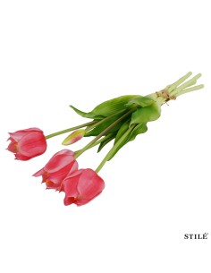 Fascio 5 Tulipani Artificiali Real Touch 38 cm | Bouquet Decorativo Interni