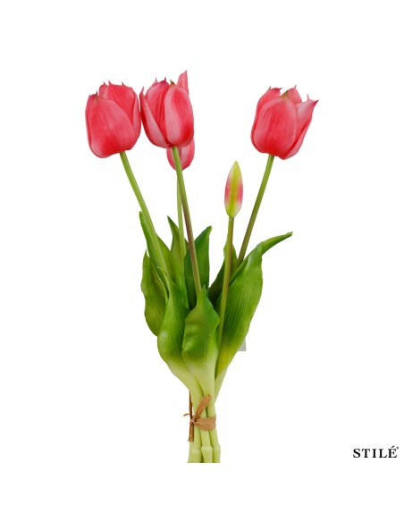 Fascio 5 Tulipani Artificiali Real Touch 38 cm | Bouquet Decorativo Interni