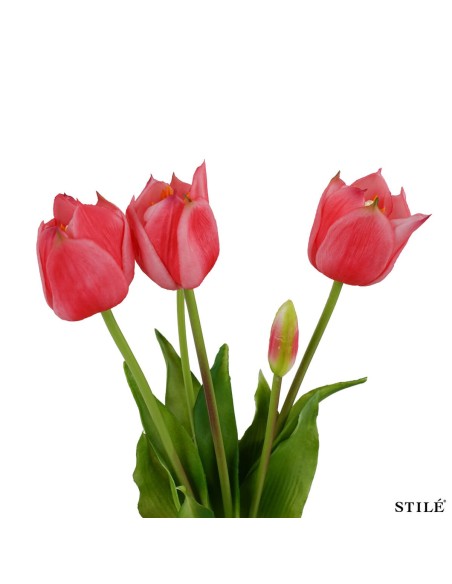 Fascio 5 Tulipani Artificiali Real Touch 38 cm | Bouquet Decorativo Interni