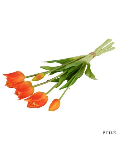 Fascio 5 Tulipani Artificiali Real Touch 38 cm | Bouquet Decorativo Interni
