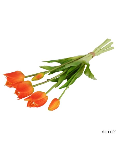 Fascio 5 Tulipani Artificiali Real Touch 38 cm | Bouquet Decorativo Interni