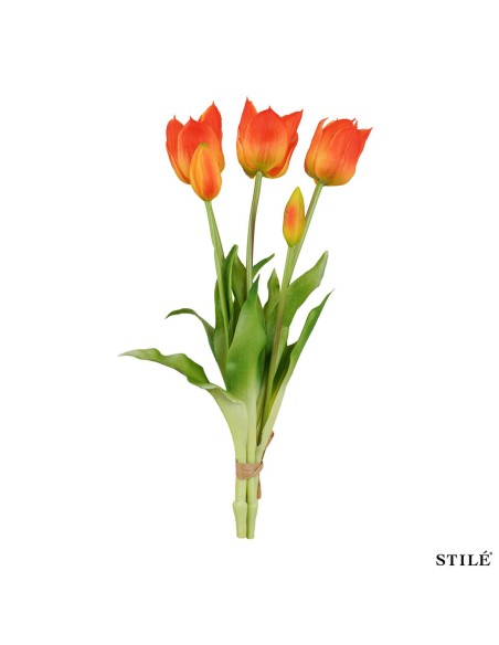 Fascio 5 Tulipani Artificiali Real Touch 38 cm | Bouquet Decorativo Interni