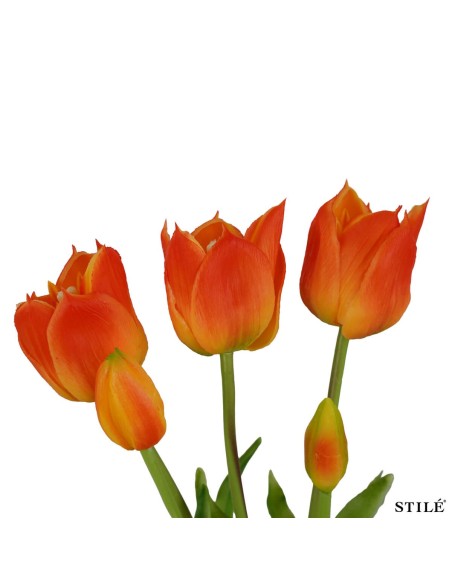Fascio 5 Tulipani Artificiali Real Touch 38 cm | Bouquet Decorativo Interni