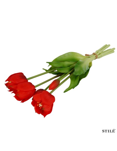 Fascio 5 Tulipani Artificiali Real Touch 38 cm | Bouquet Decorativo Interni