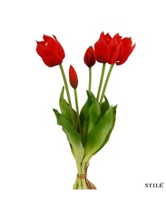 Fascio 5 Tulipani Artificiali Real Touch 38 cm | Bouquet Decorativo Interni 2