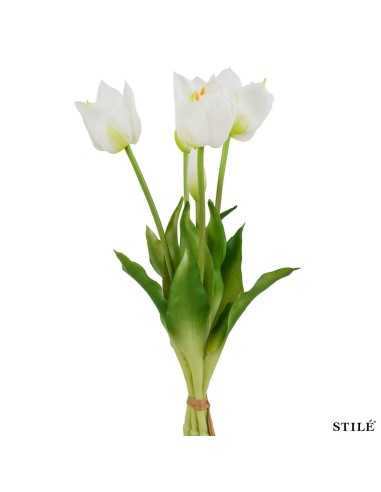 Fascio 5 Tulipani Artificiali Real Touch 38 cm | Bouquet Decorativo Interni