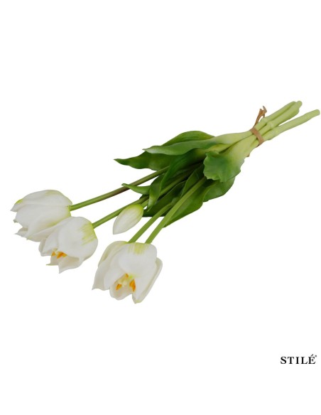 Fascio 5 Tulipani Artificiali Real Touch 38 cm | Bouquet Decorativo Interni