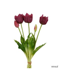 Fascio 5 Tulipani Artificiali Real Touch 38 cm | Bouquet Decorativo Interni