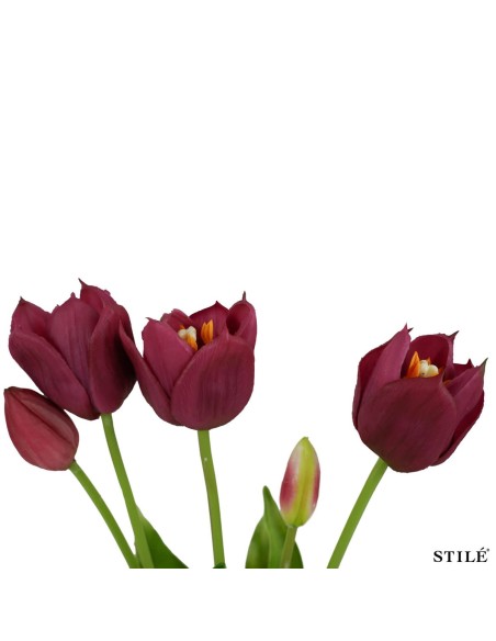 Fascio 5 Tulipani Artificiali Real Touch 38 cm | Bouquet Decorativo Interni