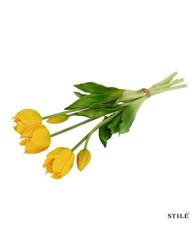 Fascio 5 Tulipani Artificiali Real Touch 38 cm | Bouquet Decorativo Interni