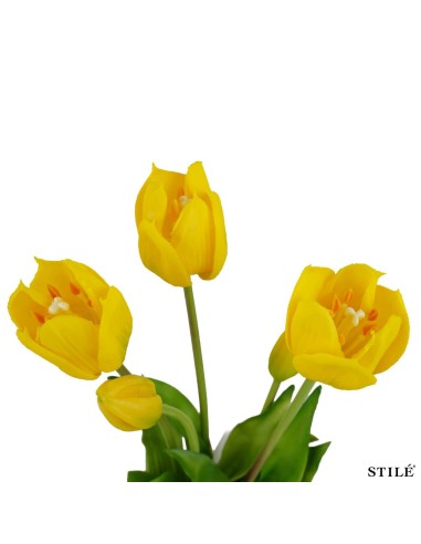 Fascio 5 Tulipani Artificiali Real Touch 38 cm | Bouquet Decorativo Interni