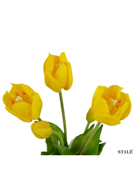 Fascio 5 Tulipani Artificiali Real Touch 38 cm | Bouquet Decorativo Interni