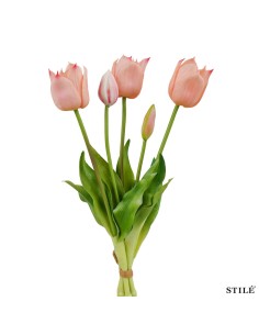 Fascio 5 Tulipani Artificiali Real Touch 38 cm | Bouquet Decorativo Interni