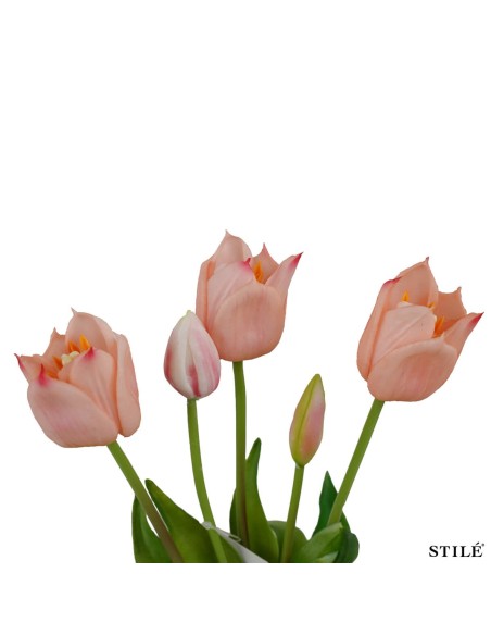 Fascio 5 Tulipani Artificiali Real Touch 38 cm | Bouquet Decorativo Interni