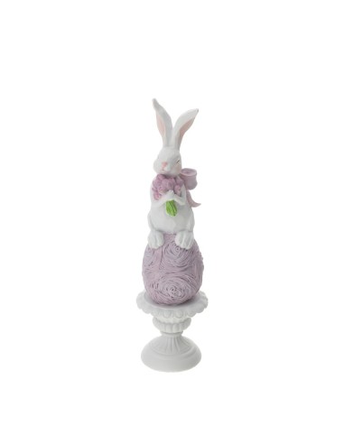Coniglio in Resina Bianco 25 cm su Vaso a Uovo – Decorazione Pasqua Hervit