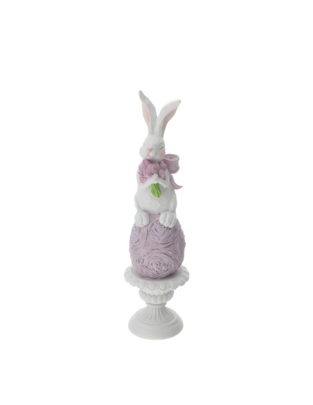 Coniglio in Resina Bianco 25 cm su Vaso a Uovo – Decorazione Pasqua Hervit
