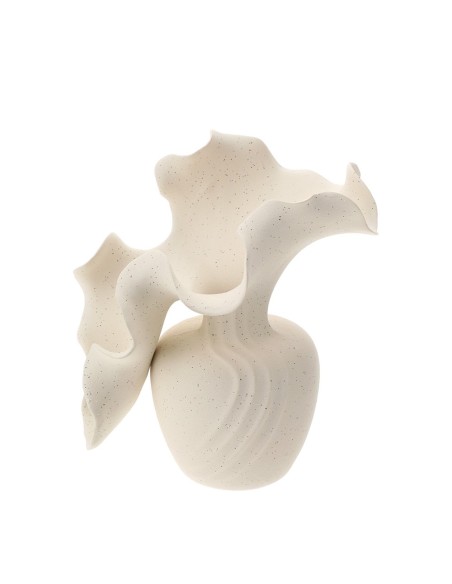 Vaso Ceramica Wave Avorio 16x20xH23 cm Hervit | Vaso Decorativo Moderno