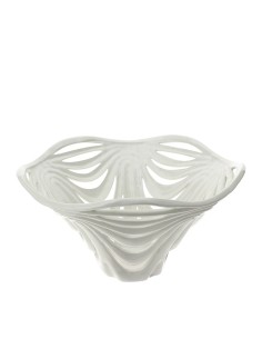 Centrotavola Leaf Hervit Ø41xH22 cm in Ceramica Traforata Elegante