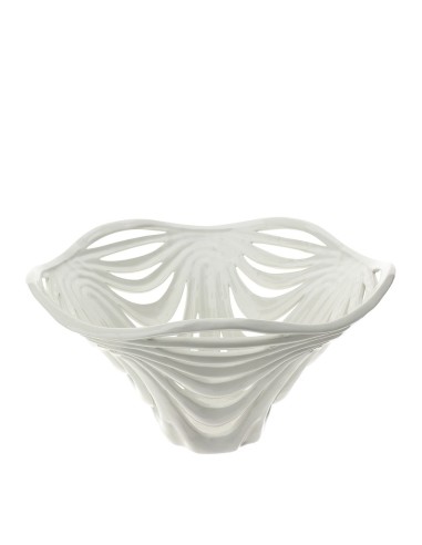 Centrotavola Leaf Hervit Ø41xH22 cm in Ceramica Traforata Elegante